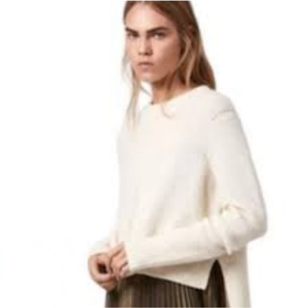 ALLSAINTS‎ Cream Crew Neck Wool Blend High Low Sweater Size M 245